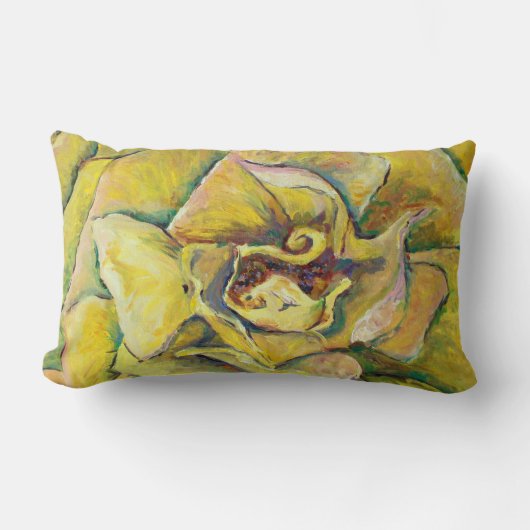 イエローローズスワール装飾用クッション ランバークッション (正面)
