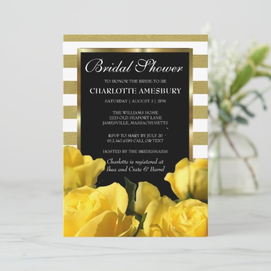 イエローローズズブライダルシャワー招待状 招待状 (スタンド正面)