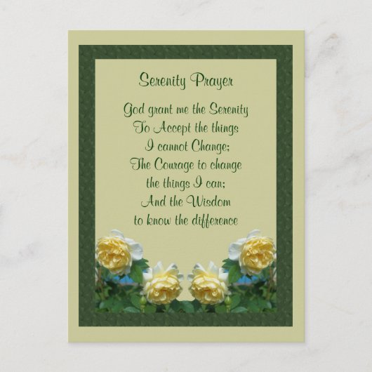 イエローローズセレニティ祈りの言葉ハガキ ポストカード (正面)