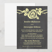 イエローローズチョークボード結婚式の招待 招待状 (正面/裏面)