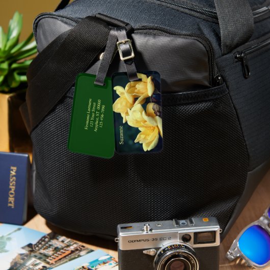 イエローローズトリオパーソナライズされた ラゲッジタグ (正面&裏面)