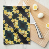 イエローローズトリオ抽象芸術パターン キッチンタオル (四つ折り)