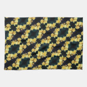 イエローローズトリオ抽象芸術パターン キッチンタオル (横)