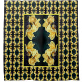 イエローローズトリオ抽象芸術パターン シャワーカーテン (正面)