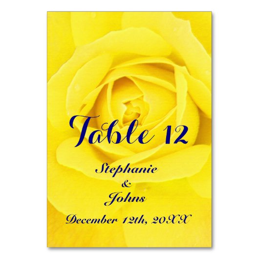 イエローローズネイビーブルーキュートユニークトレンディーシック テーブルナンバー (正面)