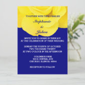 イエローローズネイビーブルーフローラホワイト結婚ズ 招待状 (スタンド正面)