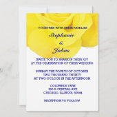 イエローローズネイビーブルーホワイトかわいいトレンディー結婚ズ 招待状 (正面)