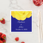 イエローローズネイビーブルー結婚フローラクールズ スタンダードカクテルナプキン (インサイチュ)