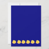 イエローローズネイビーブルー結婚フローラズかわいらしブライト 招待状 (裏面)