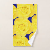 イエローローズネービーブルー金ゴールドフローラフラワーパターン バスタオルセット (ハンドタオル)