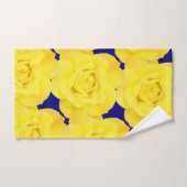 イエローローズネービーブルー金ゴールドフローラフラワーパターン バスタオルセット (ハンドタオル)
