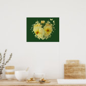 イエローローズハートオングリーンポスター ポスター (キッチン)