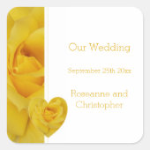 イエローローズハート結婚デザイン スクエアシール (正面)