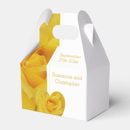 イエローローズハート結婚デザイン フェイバーボックス (正面サイド)