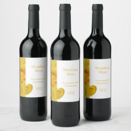 イエローローズハート結婚デザイン ワインラベル