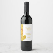 イエローローズハート結婚デザイン ワインラベル (正面)