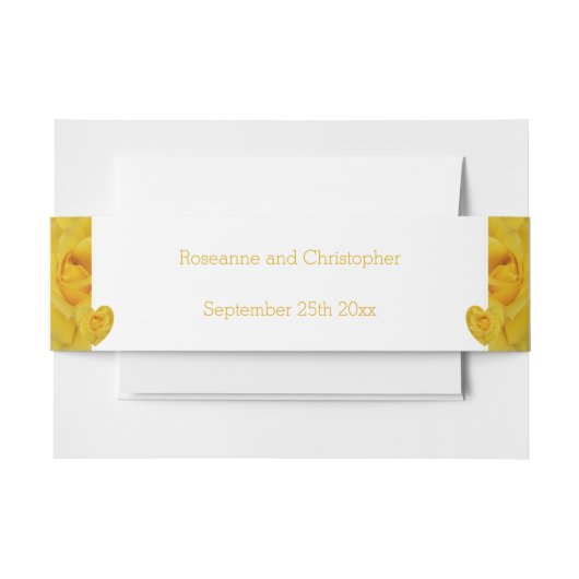 イエローローズハート結婚デザイン 招待状ベリーバンド (正面例)