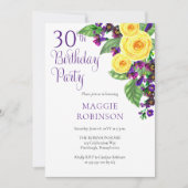 イエローローズバイオレット30th結婚の誕生日パーティー 招待状 (正面)