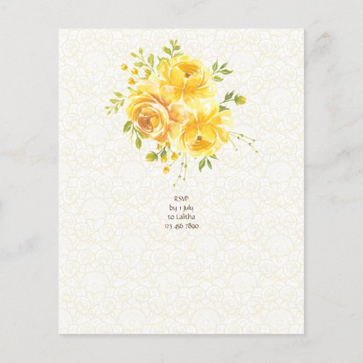 イエローローズバジェットハルディ招待状 (裏面)