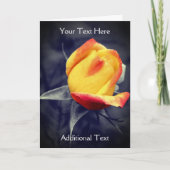 イエローローズバッド ブラックアンドホワイト パーソナライズドフォト カード (正面)