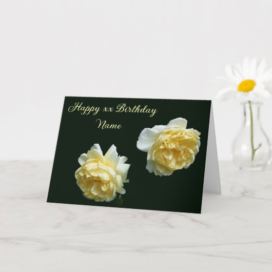 イエローローズパーソナライズされた誕生日 カード (小さな植物)