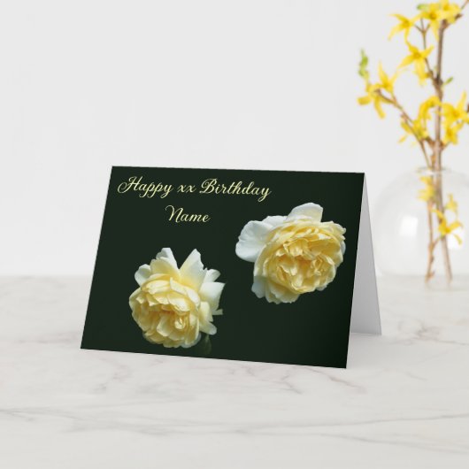 イエローローズパーソナライズされた誕生日 カード (黄色い花)