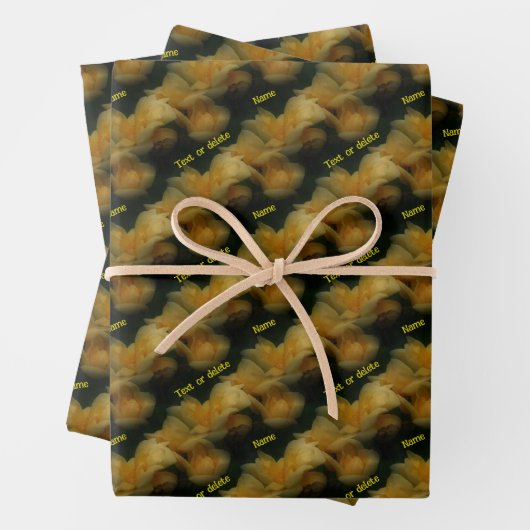 イエローローズパーソナライズされた ラッピングペーパーシート (インサイチュ)