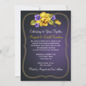 イエローローズパープルスミレ金ゴールドフ華美レーム 招待状 (正面)