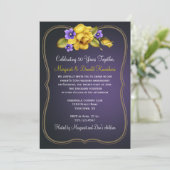 イエローローズパープルスミレ金ゴールドフ華美レーム 招待状 (スタンド正面)