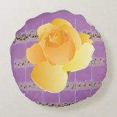 イエローローズパープルビンテージシートミュージックラウンドピロー ラウンドクッション (裏面)
