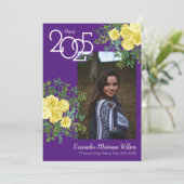 イエローローズパープル写真卒業発表 招待状 (スタンド正面)