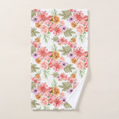 イエローローズピンクの花フローラ緑エレガント バスタオルセット (ハンドタオル)