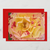 イエローローズピンクフラワーカスタムカード招待状 招待状 (正面/裏面)