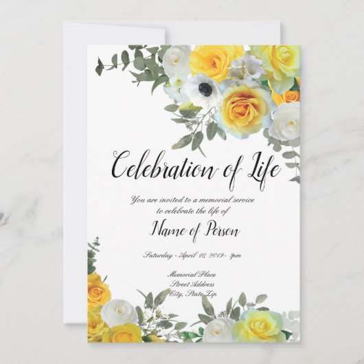 イエローローズフューラルアナウンスメント招待状 招待状 (正面)
