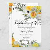 イエローローズフューラルアナウンスメント招待状 招待状 (正面/裏面)