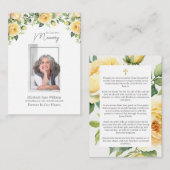 イエローローズフューラルメモリアル祈りの言葉 ノートカード (正面/裏面)