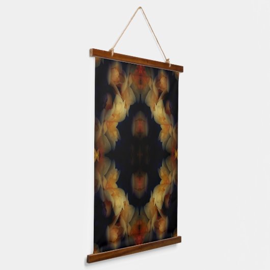 イエローローズフラワーズ抽象芸術自然アート 吊り下げ型タペストリー (傾斜あり)