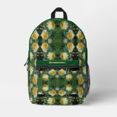 イエローローズフラワーズ鏡 パーソナライズされた プリントバックパック (正面)