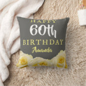 イエローローズフラワーフローラ60誕生日 クッション (ブランケット)