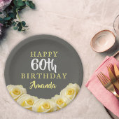 イエローローズフラワーフローラ60誕生日 ペーパープレート