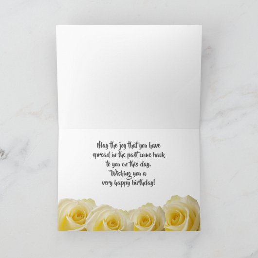 イエローローズフラワーフローラ80誕生日 カード (内部)