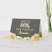 イエローローズフラワーフローラ80誕生日 カード (正面)