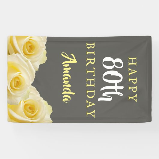 イエローローズフラワーフローラ80thバースデーパーティー 横断幕 (横)