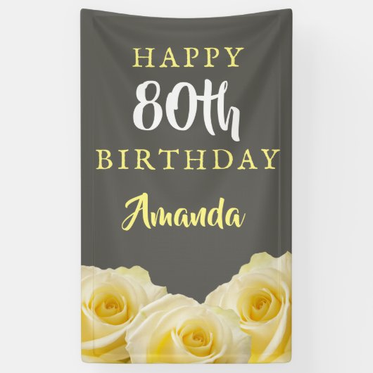 イエローローズフラワーフローラ80thバースデーパーティー 横断幕 (縦)