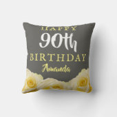 イエローローズフラワーフローラ90誕生日 クッション (裏面)