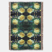 イエローローズフラワーペア抽象芸術 スローブランケット (正面縦)