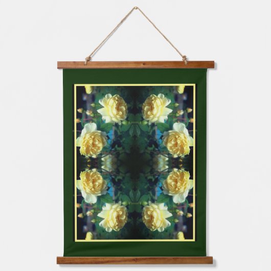 イエローローズフラワーペア抽象芸術 吊り下げ型タペストリー (正面)