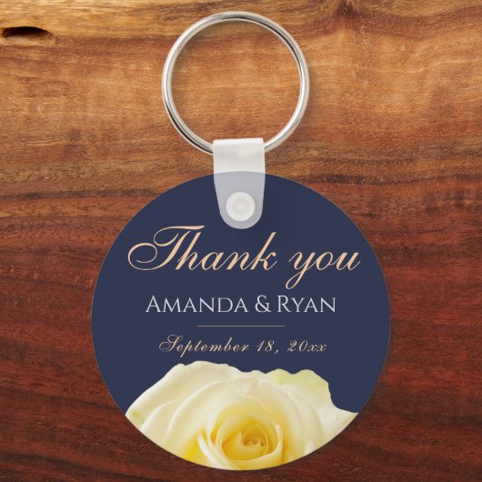 イエローローズフラワー結婚フローラサンキュー キーホルダー (正面)