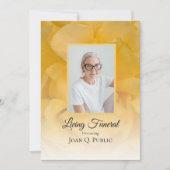 イエローローズフラワー花びらリビング葬儀パーティー 招待状 (正面)