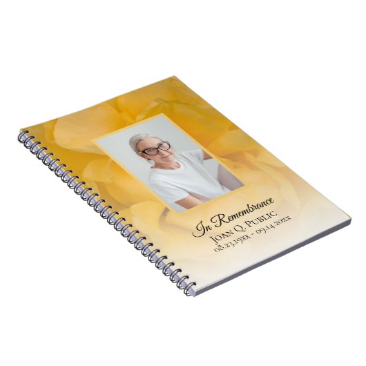 イエローローズフラワー花びら葬式ゲストブック ノートブック (右側)